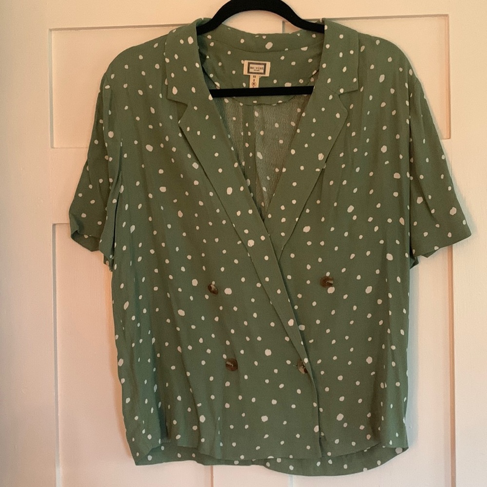 Large green with polka dots blouse